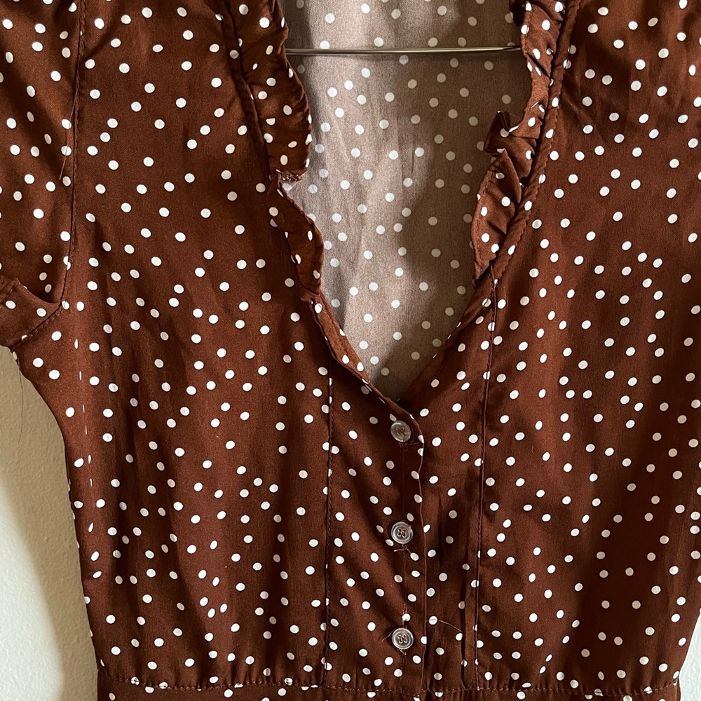 Midi Brown Polka Dot Dress